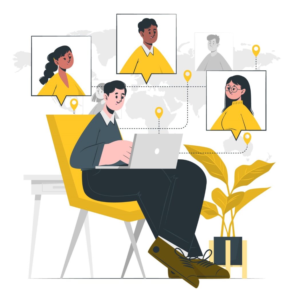 Distributed teams concept illustration