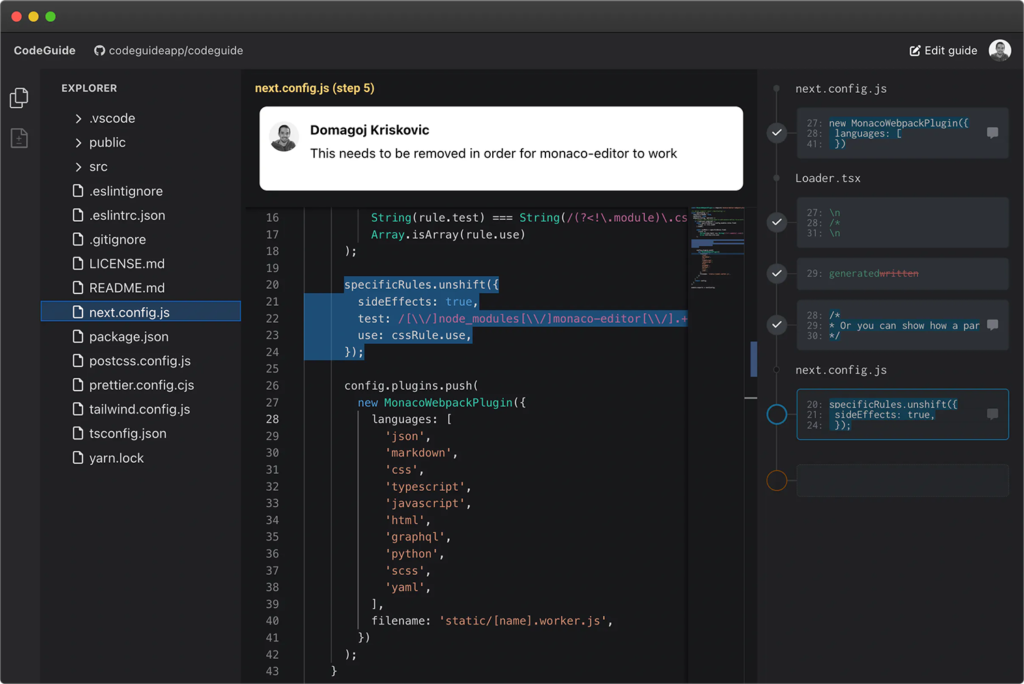 Codeguide screenshot